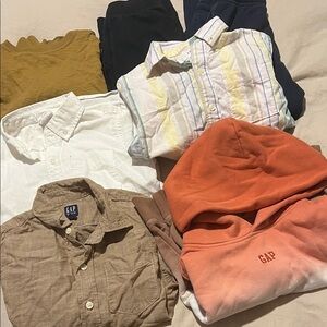 GAP Boy Multicolor Striped and White Button Down Shirts